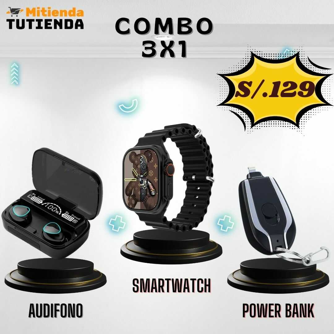 Combo 3 en 1 (M10 + i9 Ultra Max + Mini Power Bank)