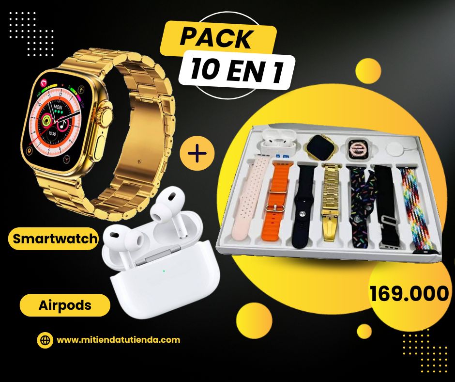 Combo C10 (10 x 1) Reloj +Audifono + 7 Pulsos + Protector