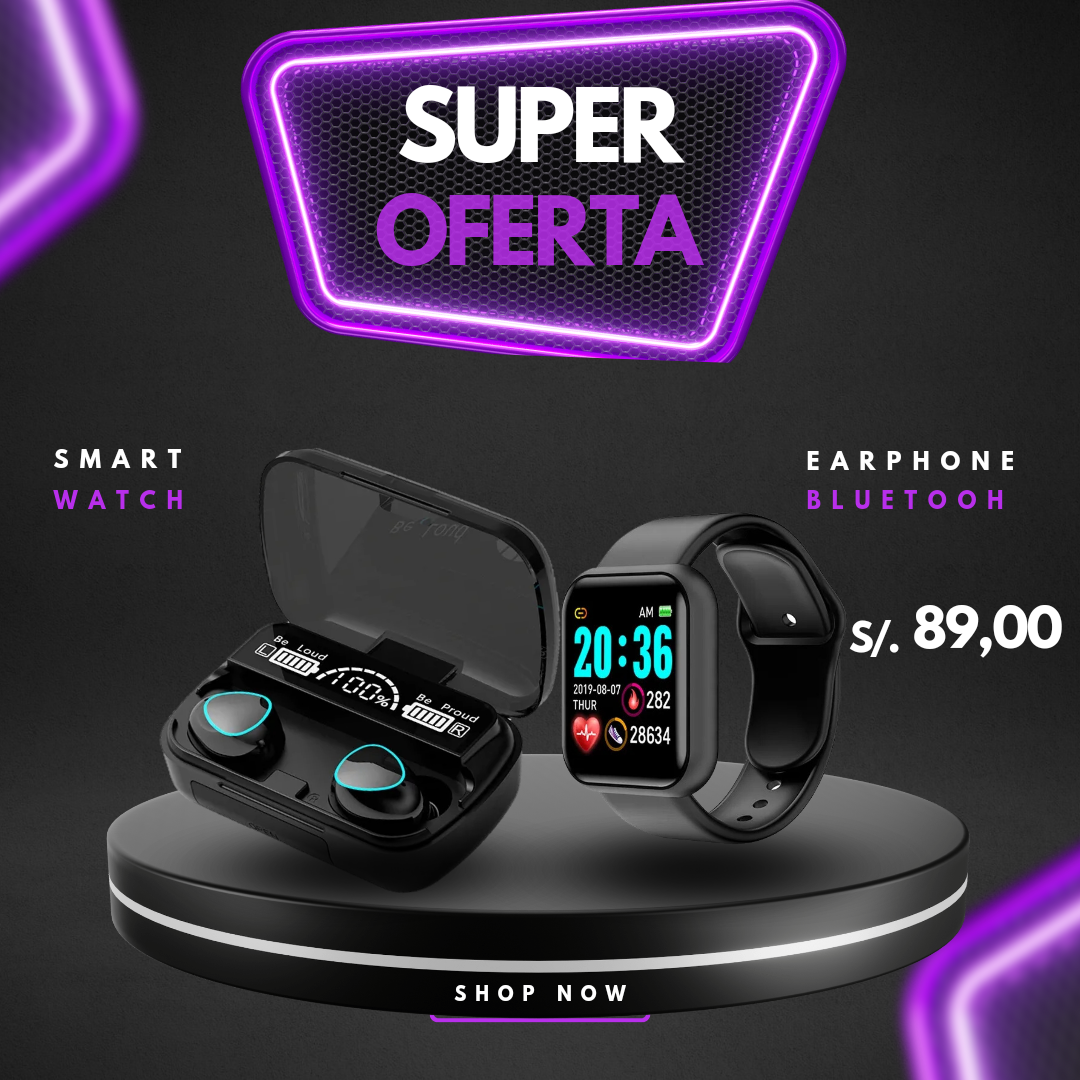 Combo Audifono M10 + SmartWatch D20 Pro