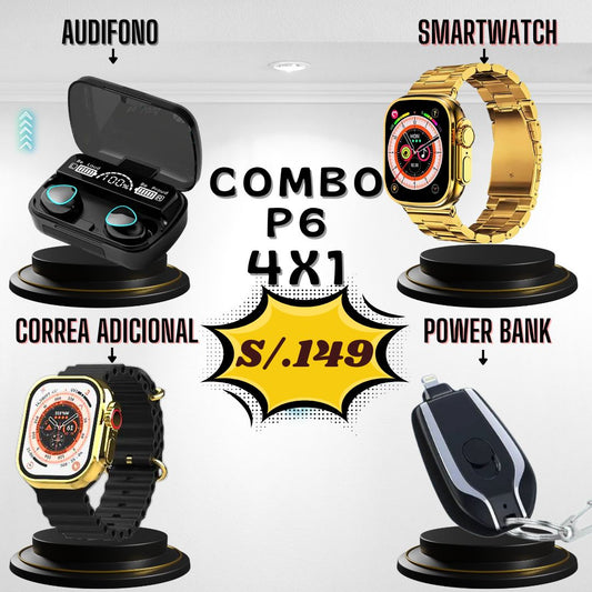 Combo P6 (4 x 1)(audífono M10 + Hk Ultra  + Mini Power Bank - Correa)