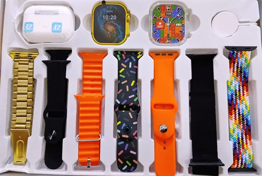 Combo P10 (10 x 1) Reloj +Audifono + 7 Correas + Protector