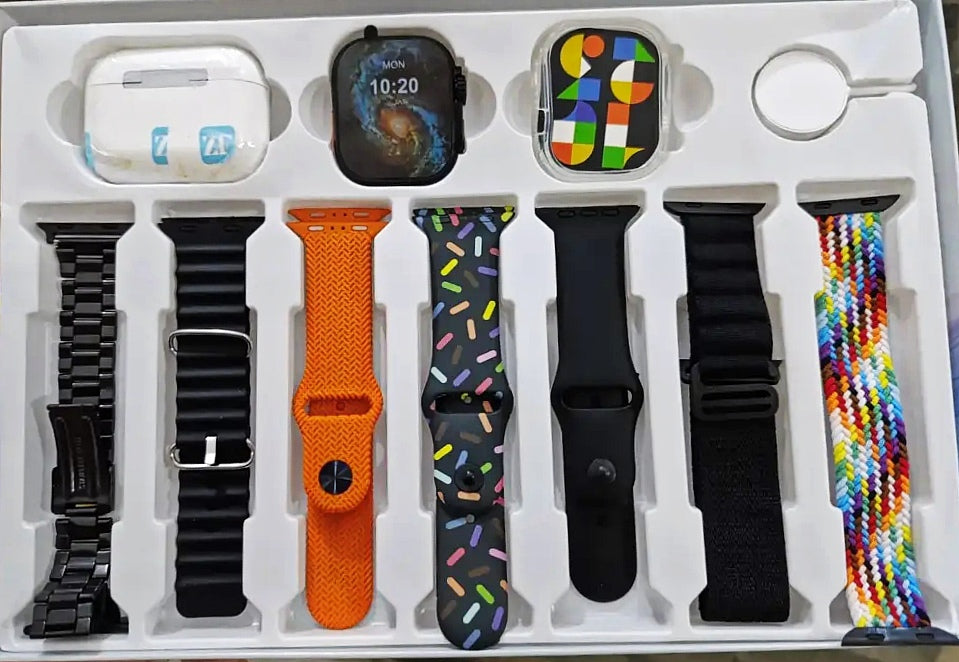 Combo P10 (10 x 1) Reloj +Audifono + 7 Correas + Protector