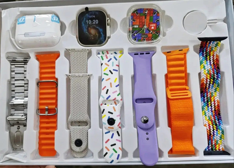 Combo P10 (10 x 1) Reloj +Audifono + 7 Correas + Protector